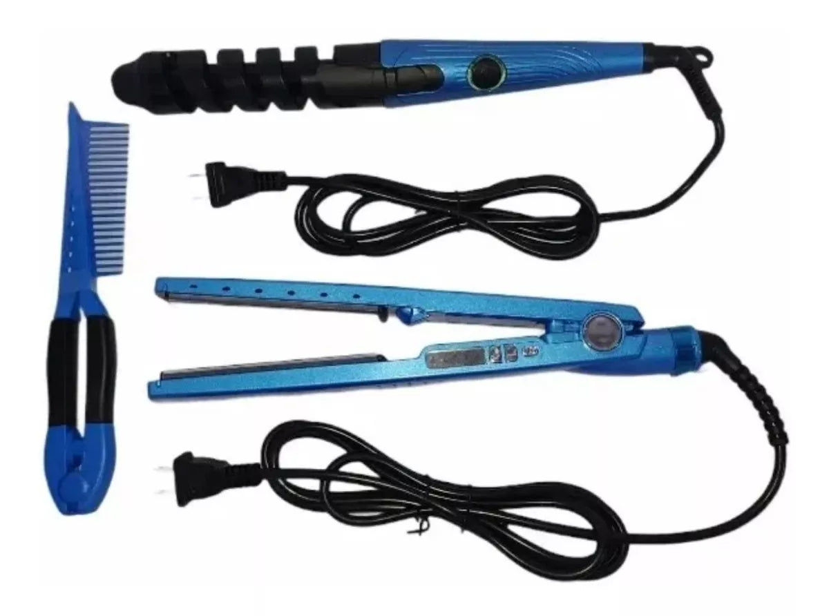 Combo Nano Plancha Peine y Rizador